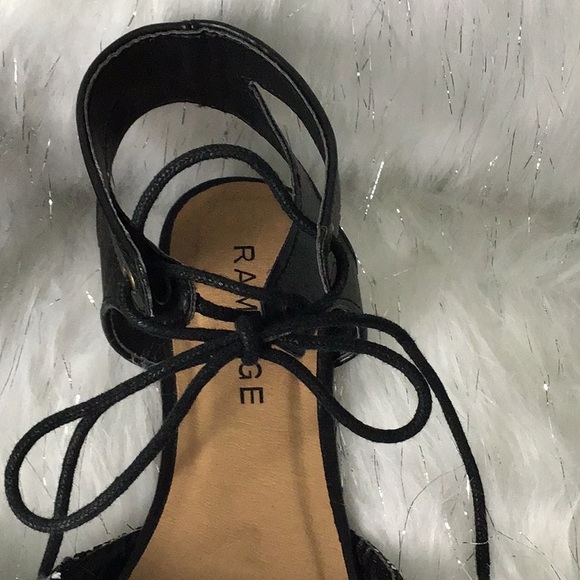 Rampage Black & White Ankle Lace Up Flat - Picture 2 of 6